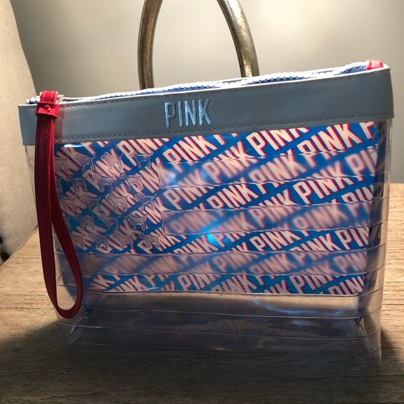 PINK Victoria's Secret Handbags - PINK Patriotic Bag Red White and Blue with Wristlet Strap